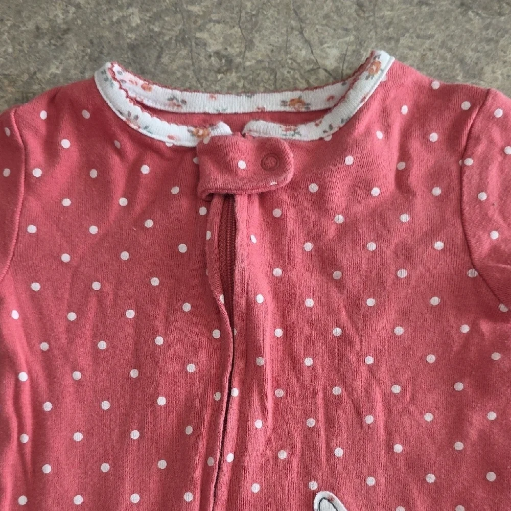 (J59) Carter's Pink Polka Dot Bunny Sleeper Sz 18m